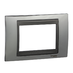 Unica Top - cover frame - 3 modules - bright chrome/graphite